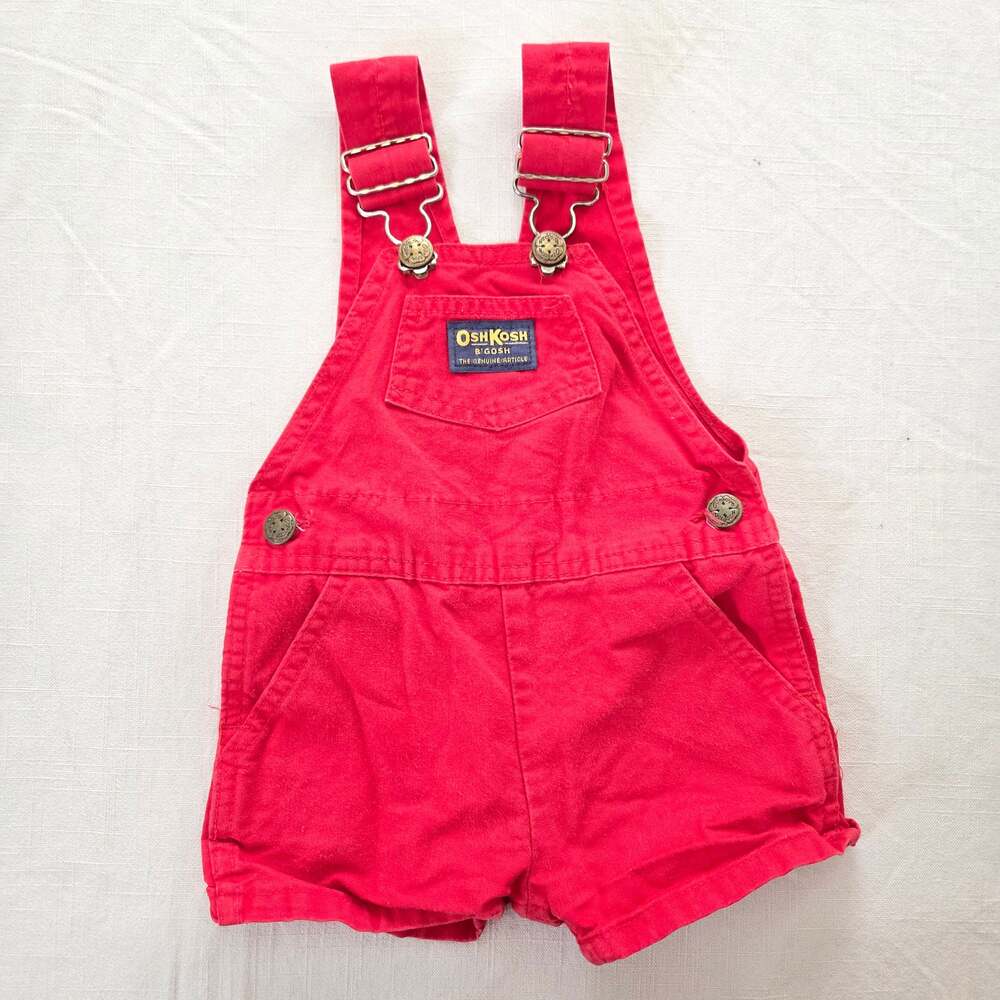 70s Vintage Oshkosh Red Shortalls 6-9 months